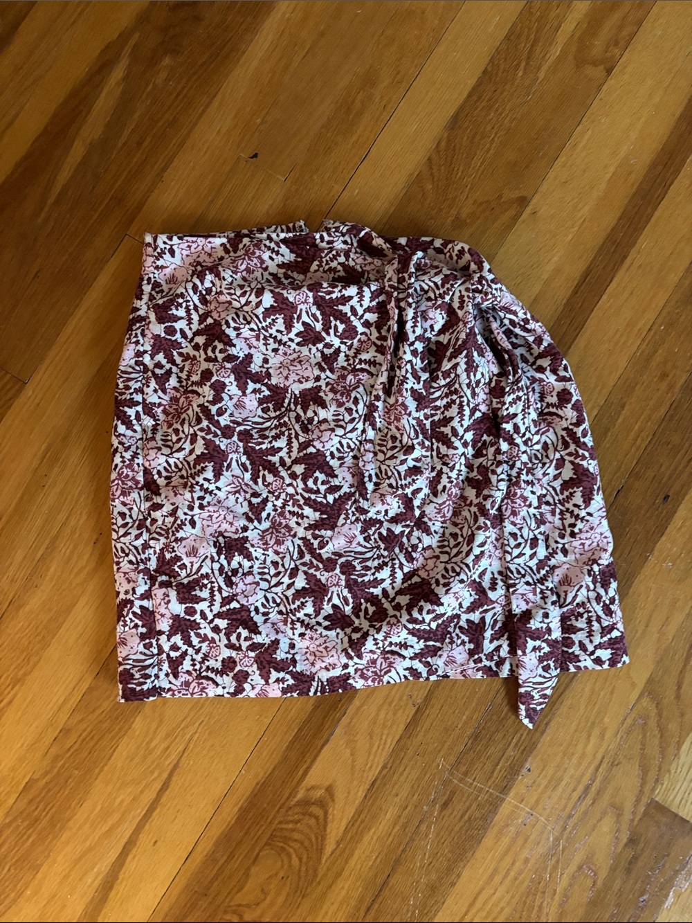 Ann Taylor Pink and Burgundy Floral Wrap Mini Skirt